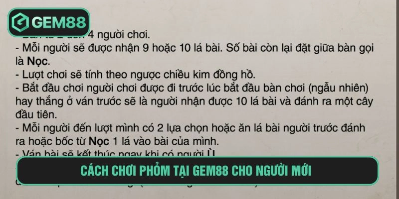 Cách chơi phỏm tại GEM88 cho người mới 