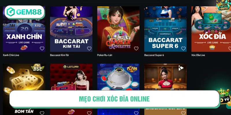 mẹo chơi xóc đĩa online